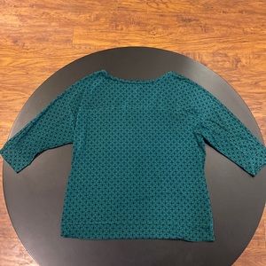 Banana Republic a green/ navy geo design top. Size: Medium